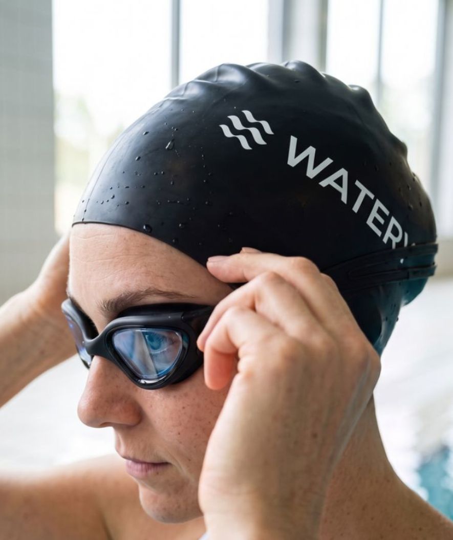 Watery Badekappe für langes Haar - Signature - Schwarz