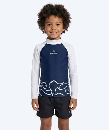 Watery UV Shirt für Kinder - Chilton Langarm Rashguard - Dunkelblau/weiß