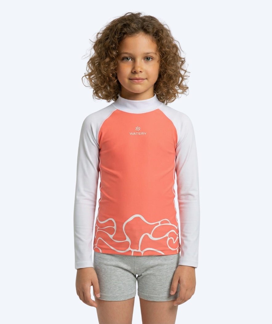 Watery UV Shirt für Kinder - Chilton Langarm Rashguard - Rosa/weiß