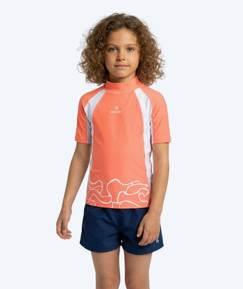 Watery UV Shirt für Kinder - Chilton Kurzarm Rashguard - Rosa/weiß