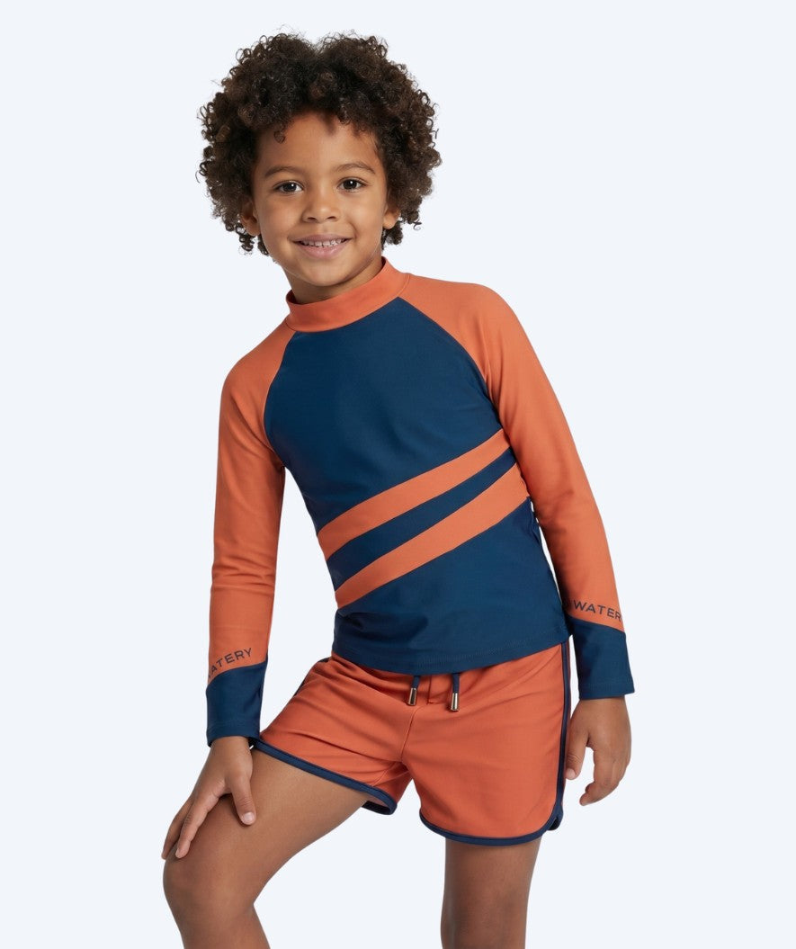 Watery UV Shirt für Kinder - Manami Langarm Rashguard - Orange/Blau