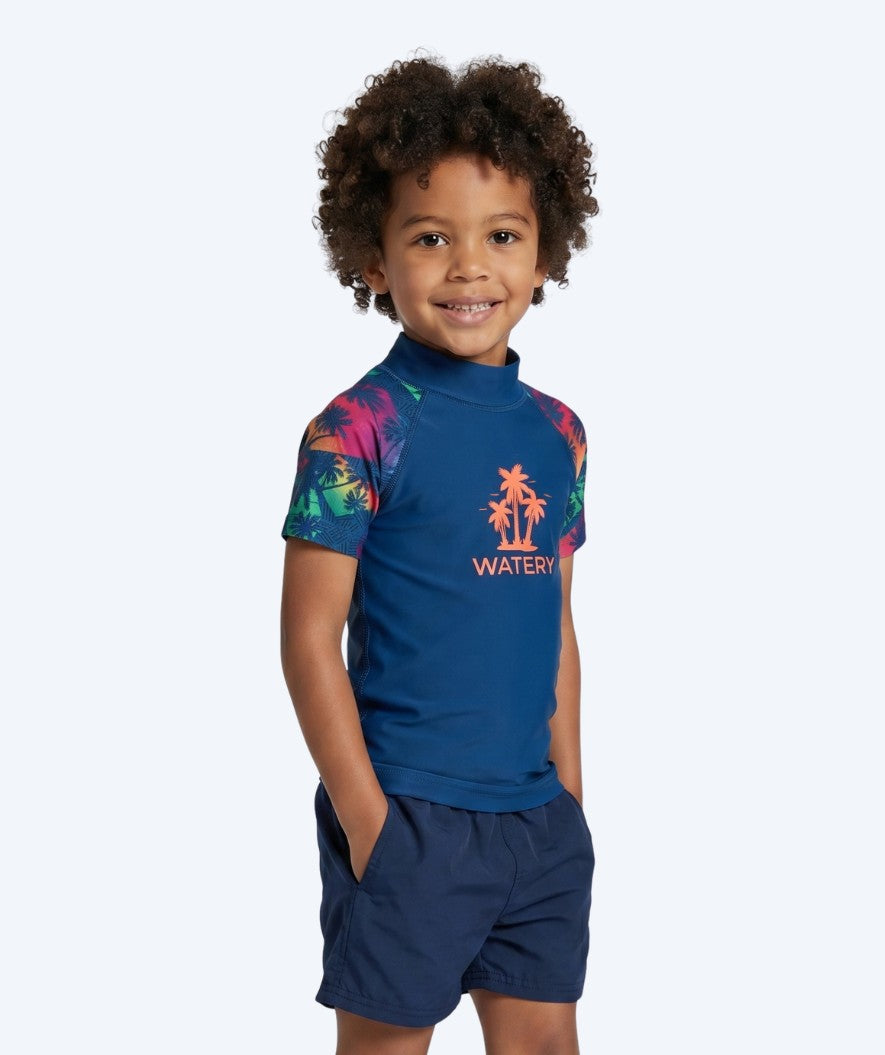Watery UV Shirt für Kinder - Katsu Kurzarm Rashguard - Mehrfarbig/Donkerblau