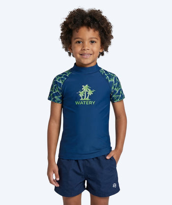 Watery UV Shirt für Kinder - Katsu Kurzarm Rashguard - Grün/Donkerblau