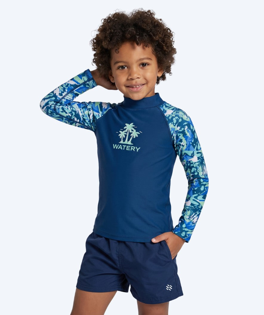 Watery UV Shirt für Kinder - Katsu Langarm Rashguard - Hellblau/Donkerblau