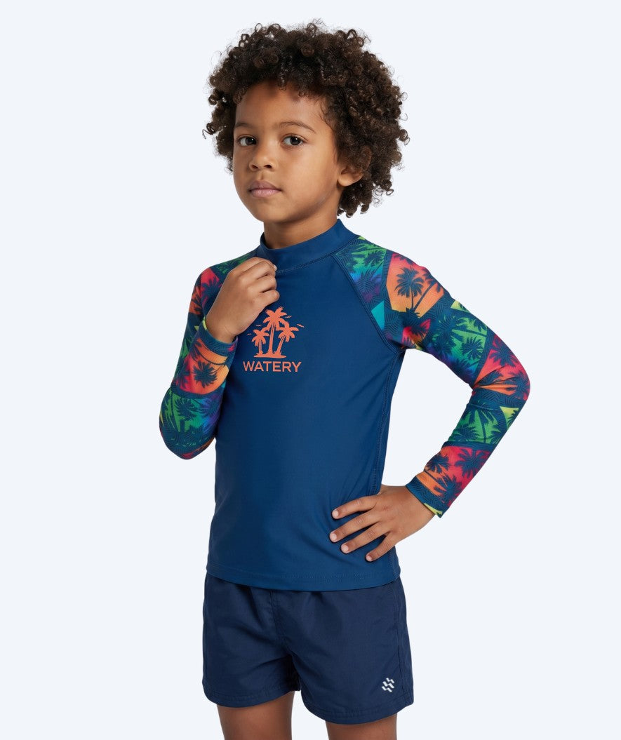 Watery UV Shirt für Kinder - Katsu Langarm Rashguard - Mehrfarbig/Donkerblau