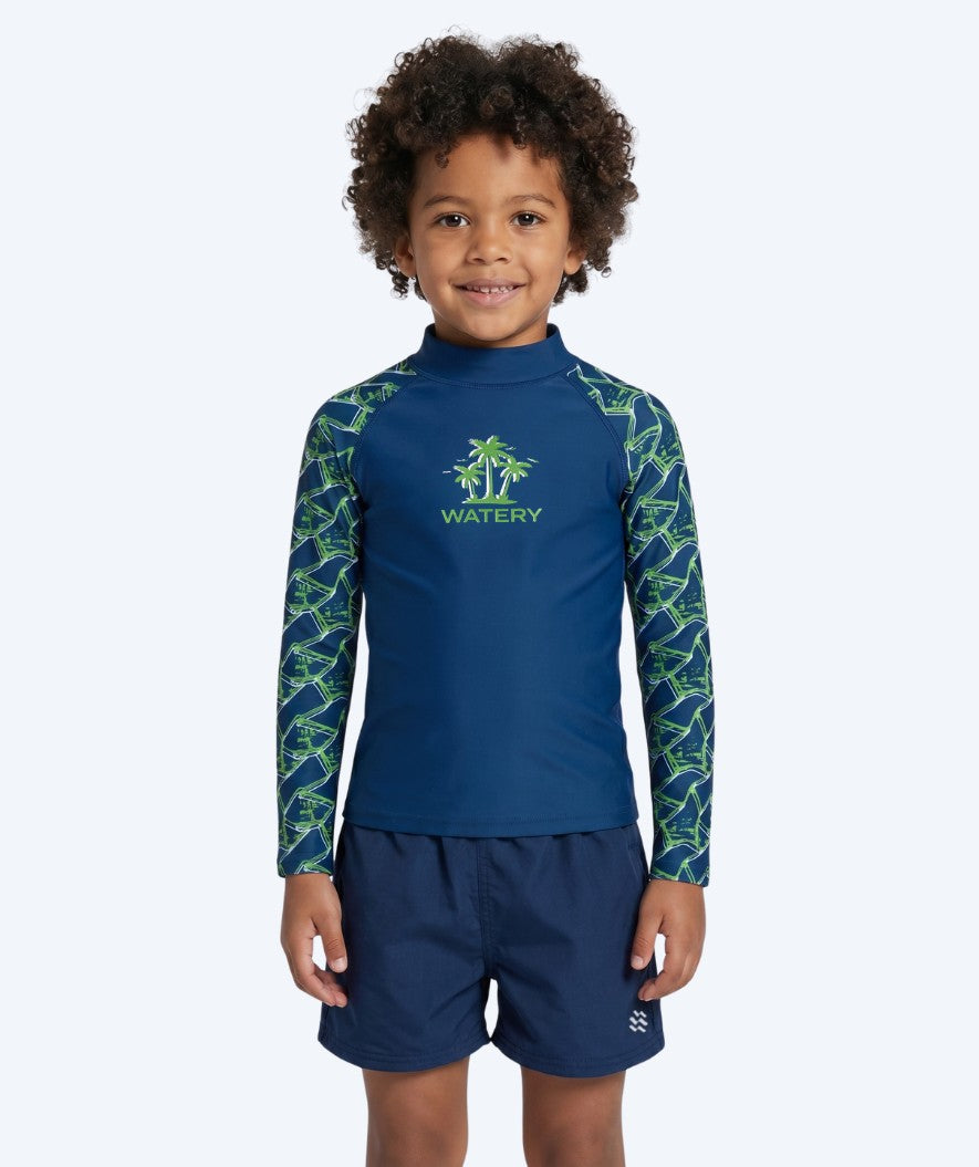 Watery UV Shirt für Kinder - Katsu Langarm Rashguard - Grün/Donkerblau