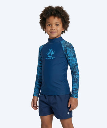 Watery UV Shirt für Kinder - Katsu Langarm Rashguard - Blau/Dunkelblau