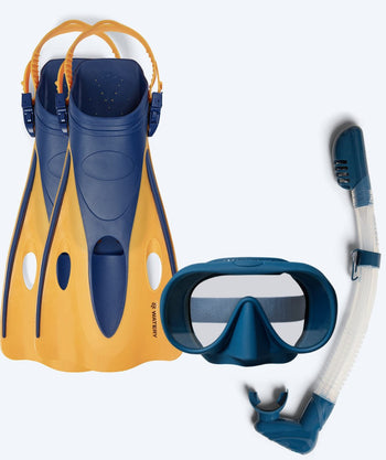 Watery Schnorchelset für Erwachsene (ab 15 Jahre) - Launch/Alton - Donkerblau/Orange