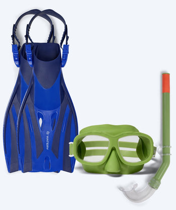 Watery Schnorchelset für Kinder (4-10) - Shack/Wyre - Grün/Blau