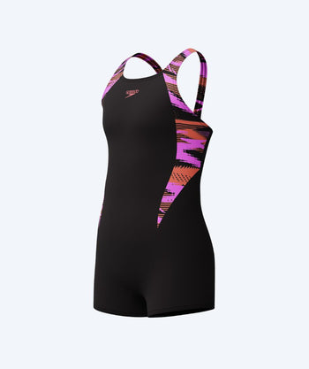 Speedo Badeanzug mit Bein für Mädchen - Hyperboom Splice - Schwarz/rosa