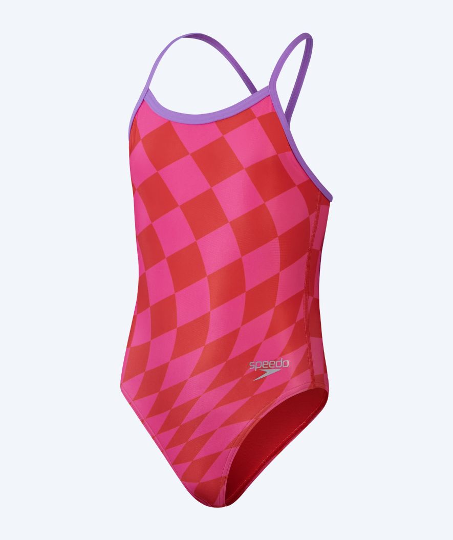 Speedo Badeanzug für Mädchen - Allover Digital V-Back - Rot/rosa
