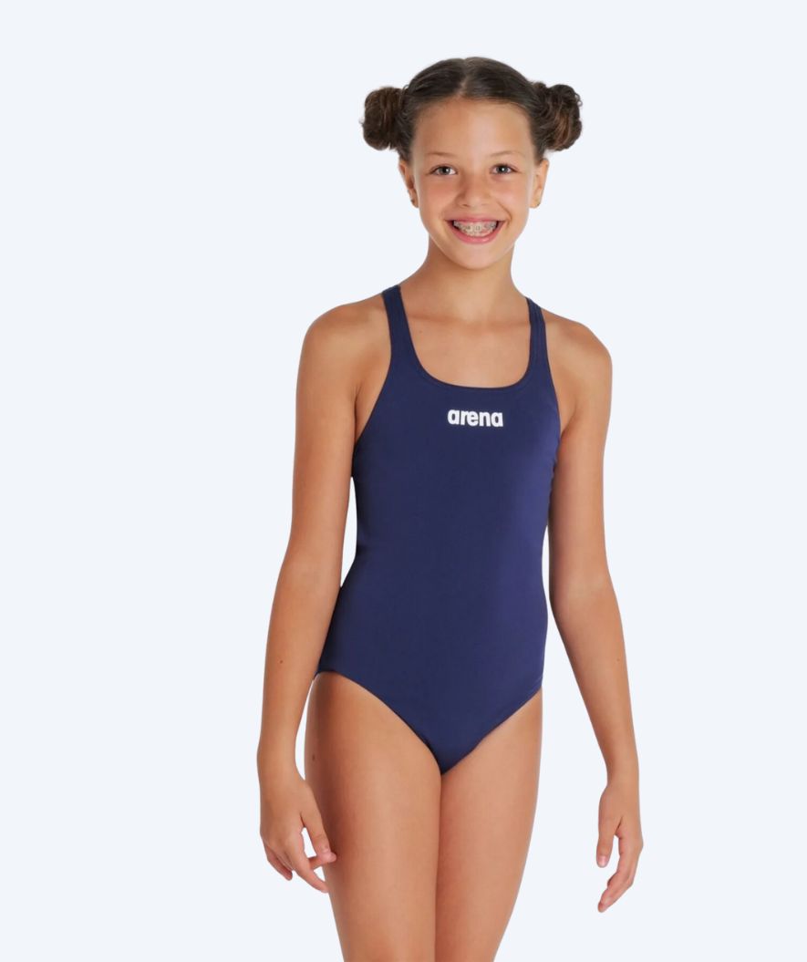 Arena Badeanzug für Mädchen – Solid Swim Pro – Dunkelblau/weiß