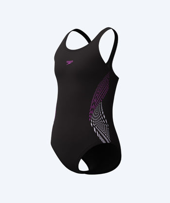 Speedo Badeanzug für Mädchen - Placement Muscleback - Schwarz/rosa