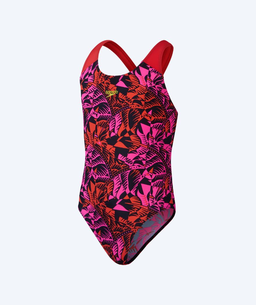 Speedo Badeanzug für Mädchen - Allover Digital Splashback - Rot/rosa