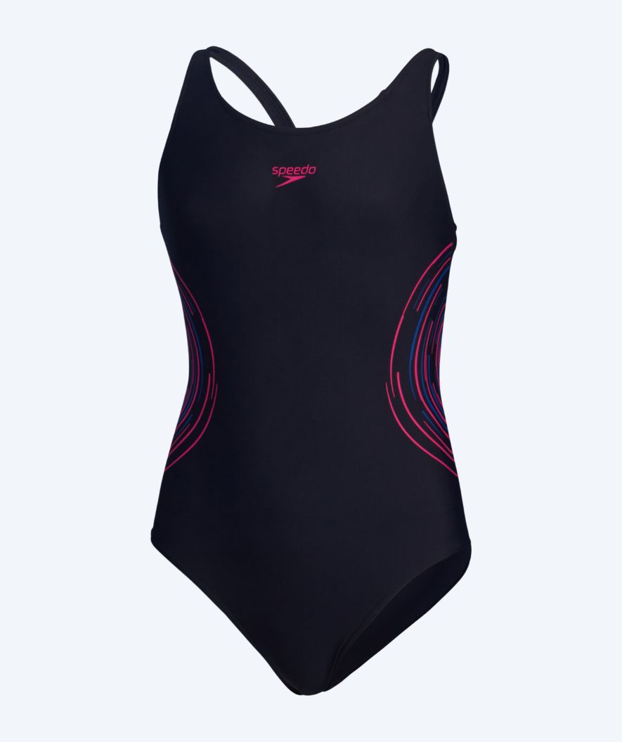 Speedo Badeanzug für Mädchen - Placement Muscleback - Donkerblau/rosa