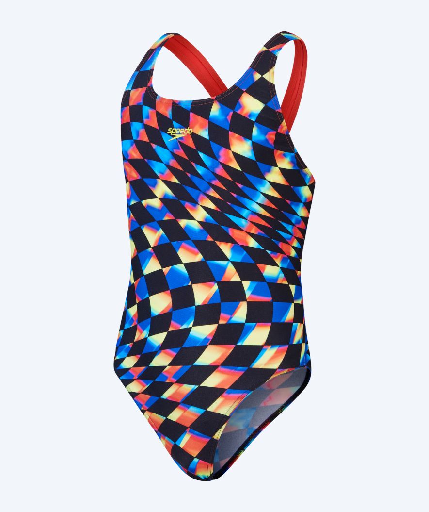 Speedo Badeanzug für Mädchen - Allover Digital Leaderback - Schwarz/mehrfarbig