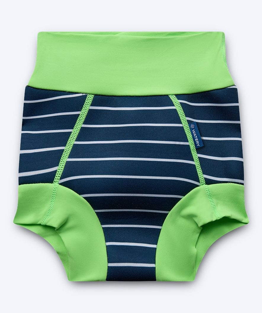 Watery Badehose für Kinder - Neopren Schwimmwindel - Green Stripes