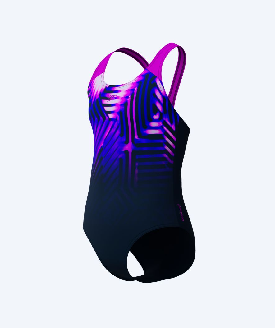 Speedo Badeanzug für Mädchen - Digital Placement Splashback - Schwarz/lila