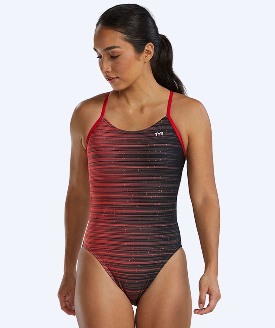 TYR Badeanzug für Damen - Durafast Elite Speedwarp - Rot/schwarz