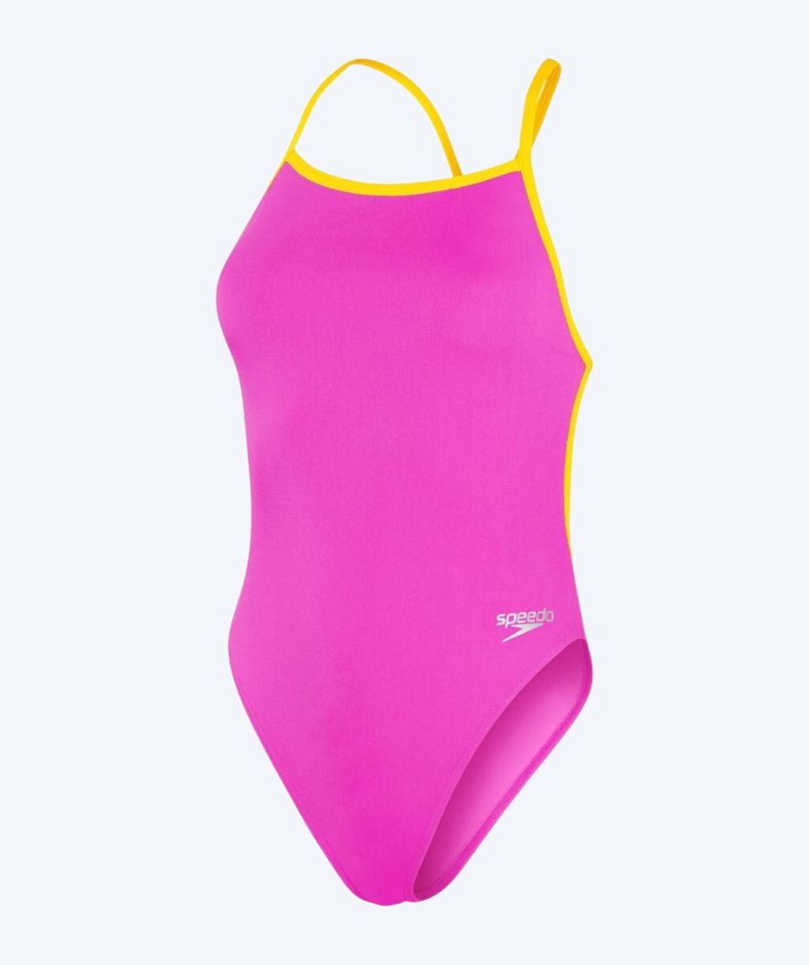 Speedo Badeanzug für Damen - Solid V-Back - Rosa/gelb