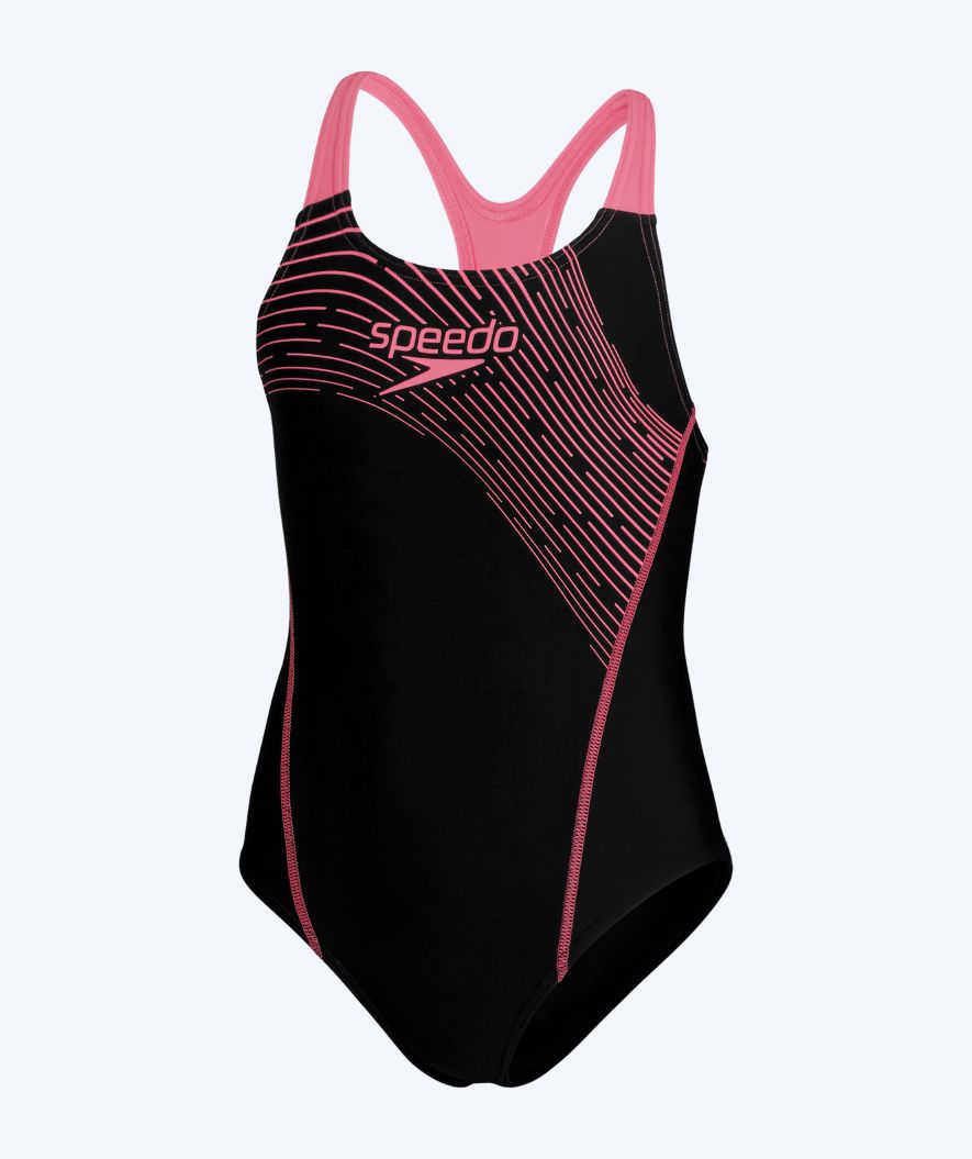 Speedo Badeanzug für Mädchen - Medley Logo Medalist - Schwarz/rosa