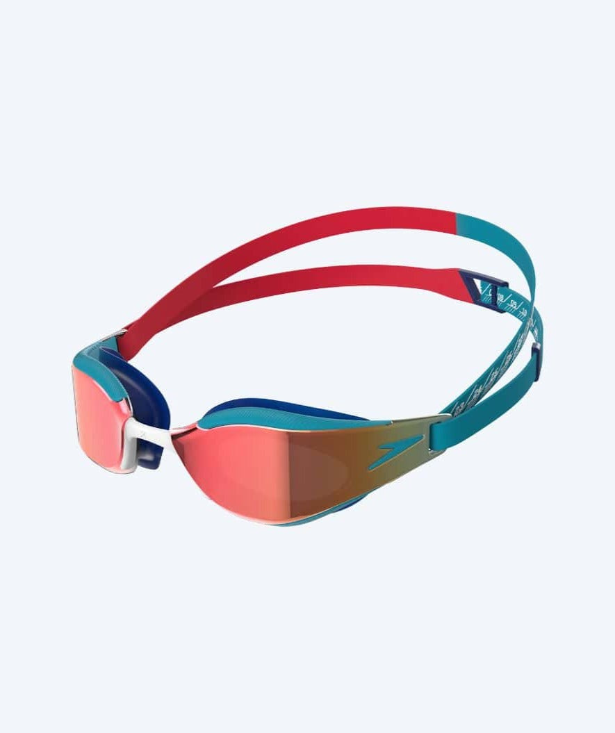 Speedo Wettkampf-Schwimmbrille für Kinder - Fastskin Hyper Elite Mirror - Rot/blau