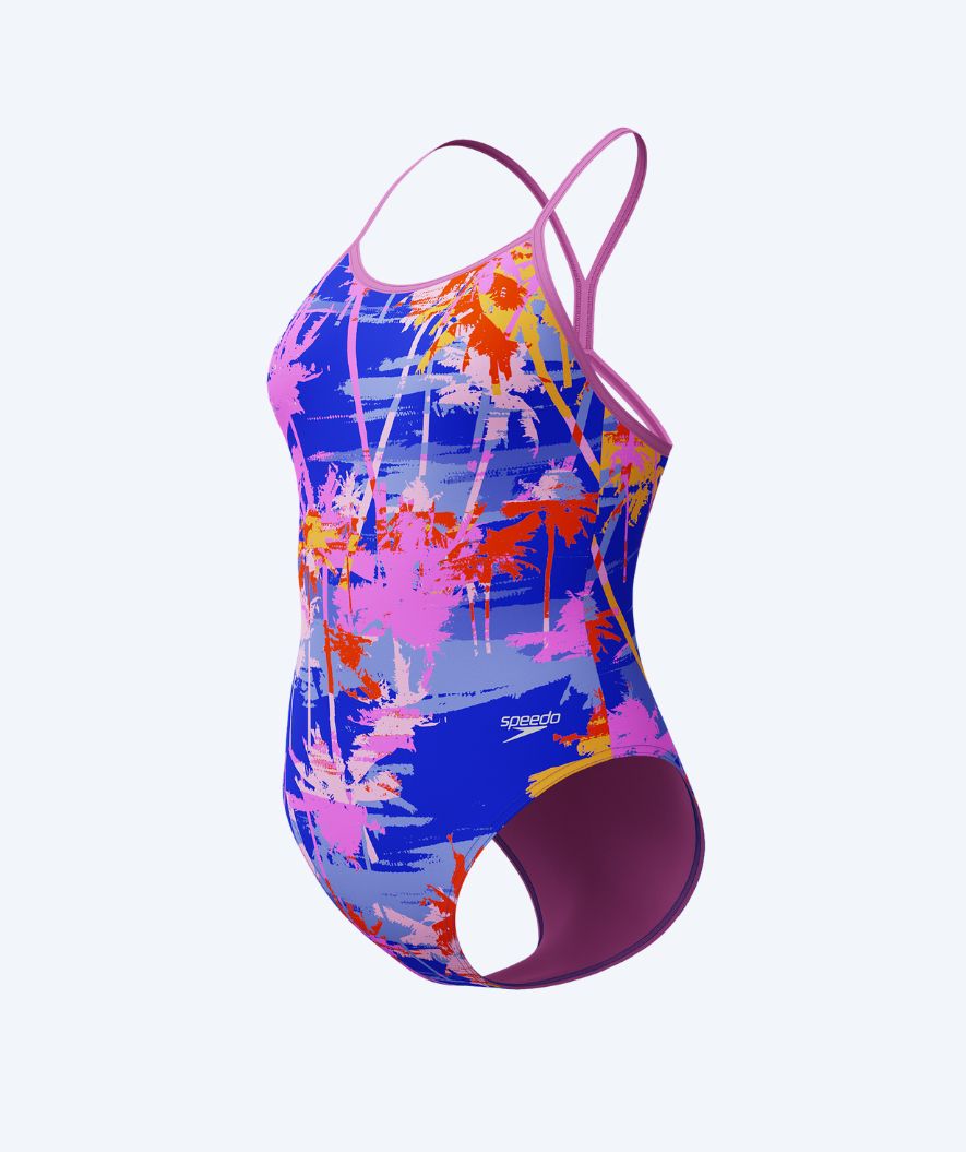 Speedo Badeanzug für Mädchen - Allover Digital V-Back - Lila/Hellrosa