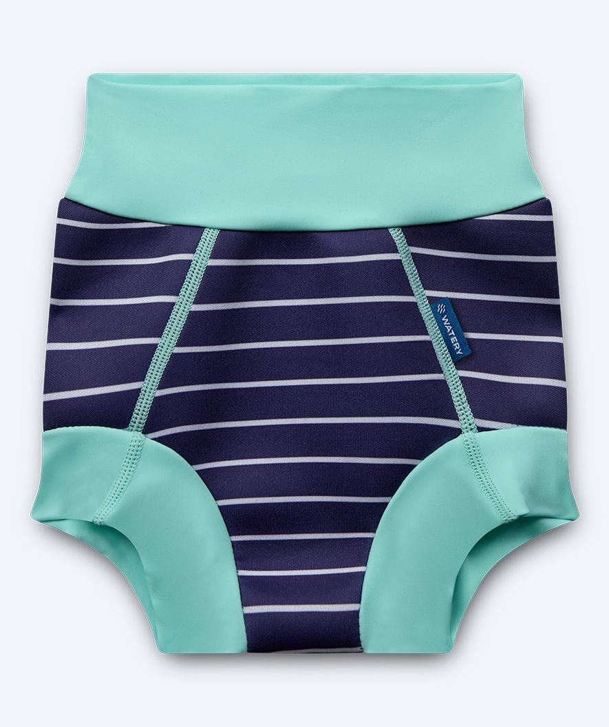 Watery Windelbadehose für Kinder - Neopren Swim Nappy - Turquoise Stripes