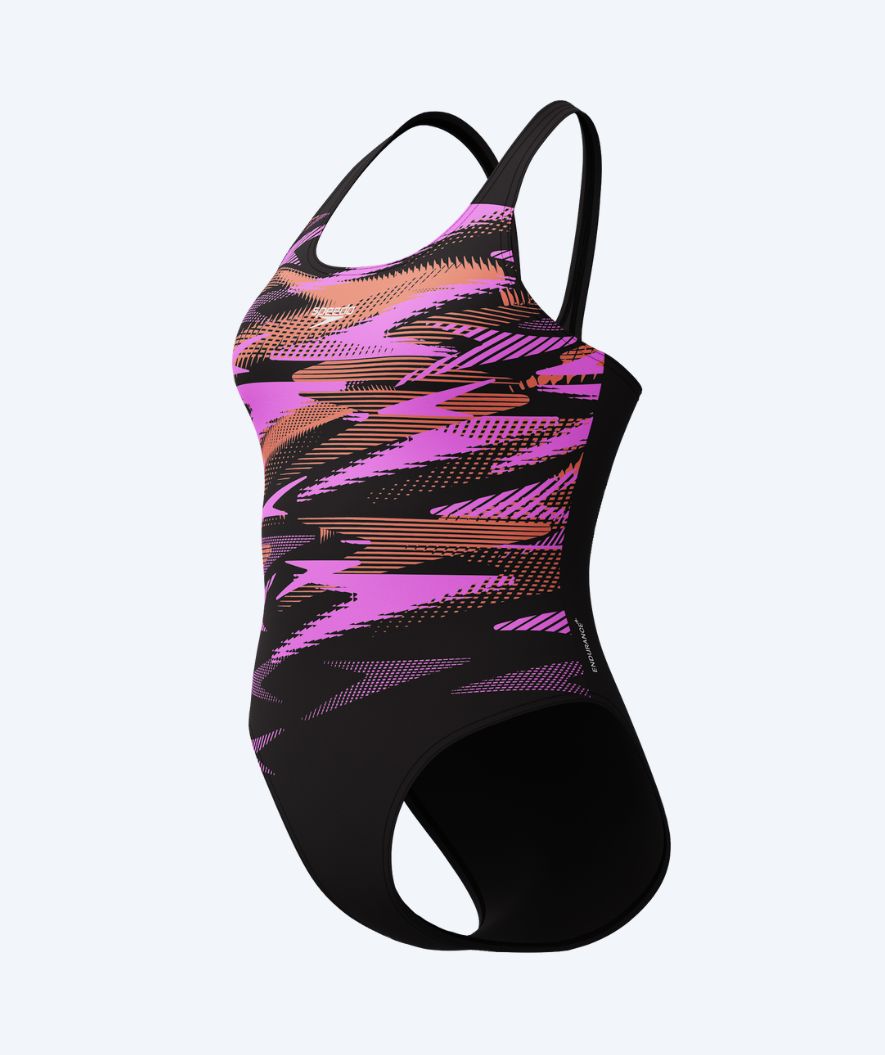 Speedo Badeanzug für Damen - Hyperboom Placement Muscleback - Schwarz/Rosa