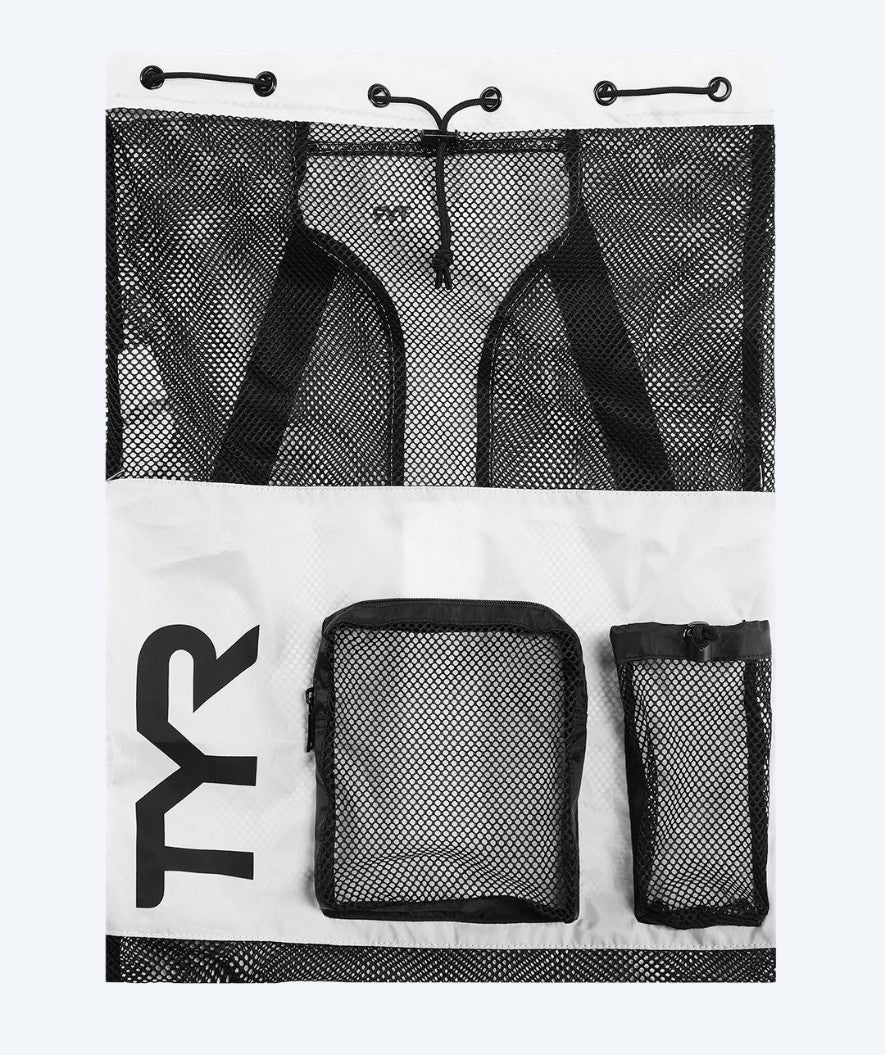 TYR Netzbeutel zum Schwimmen - Big Mesh Mummy 40L - Weiß/Schwarz
