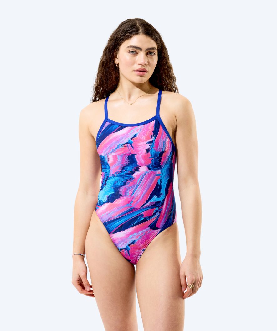 Speedo Badeanzug für Damen - Printed Turnback - Blau/Rosa