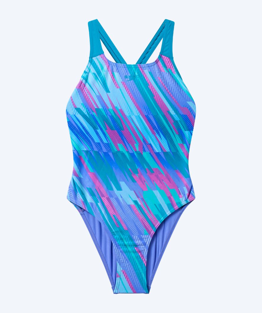 Speedo Badeanzug für Mädchen - Print Powerback - Lila/Blau