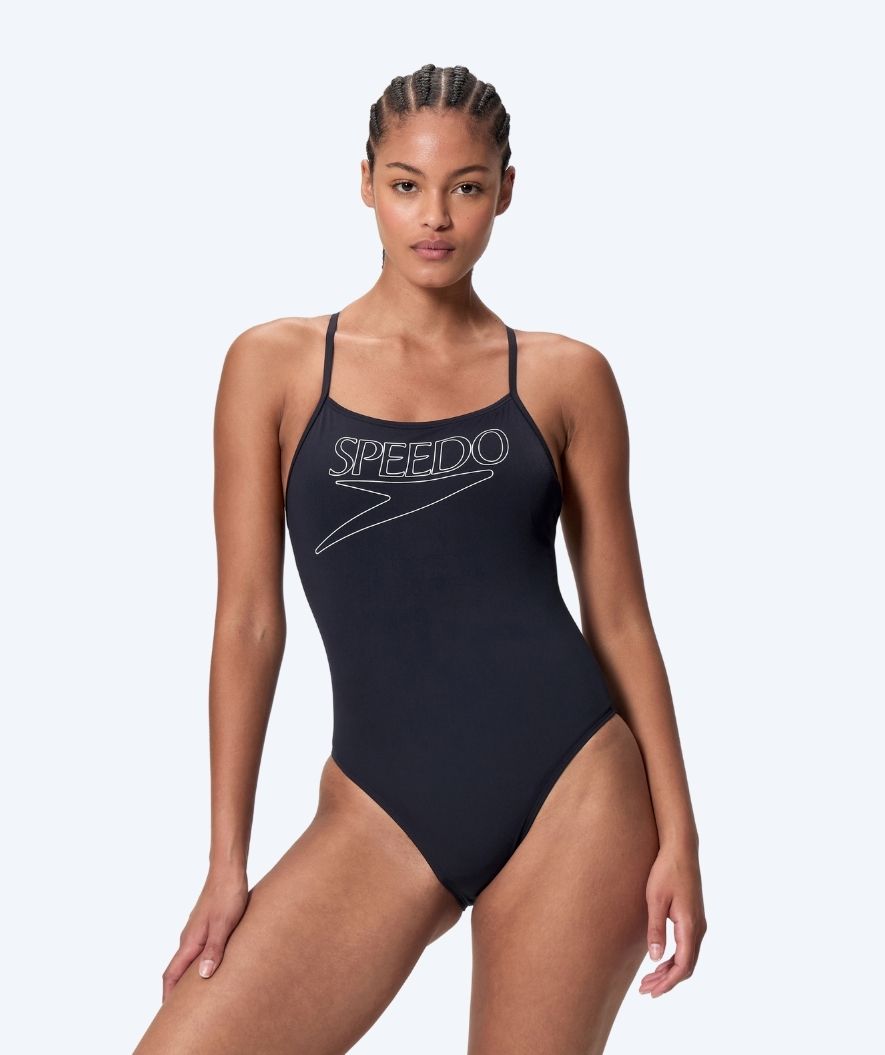 Speedo Badeanzug für Damen - Endurance Logo Thin Strap - Schwarz