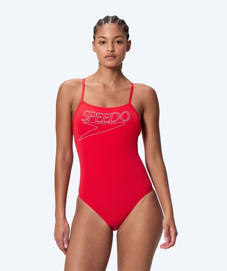 Speedo Badeanzug für Damen - Endurance Logo Thin Strap - Rot