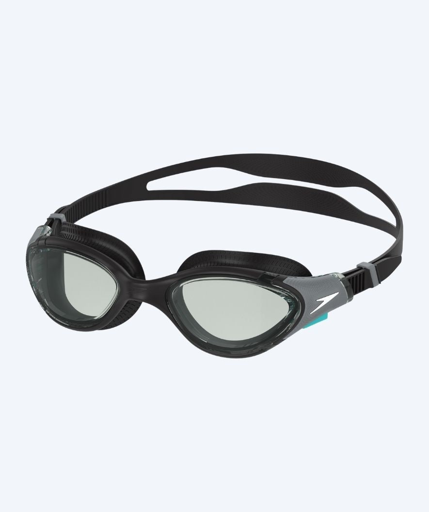 Speedo Schwimmbrillen mit Sehstärke für Kurzsichtige Erwachsene - (-1.5) – (-6.0) - Biofuse 2.0 - Schwarz/Grau (Smoke Scheiben)