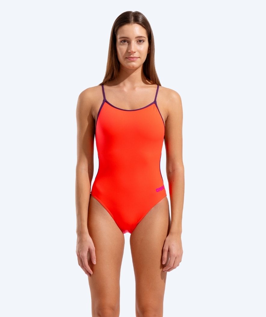 Arena Badeanzug für Damen - Solid Lace Back - Orange/Lila