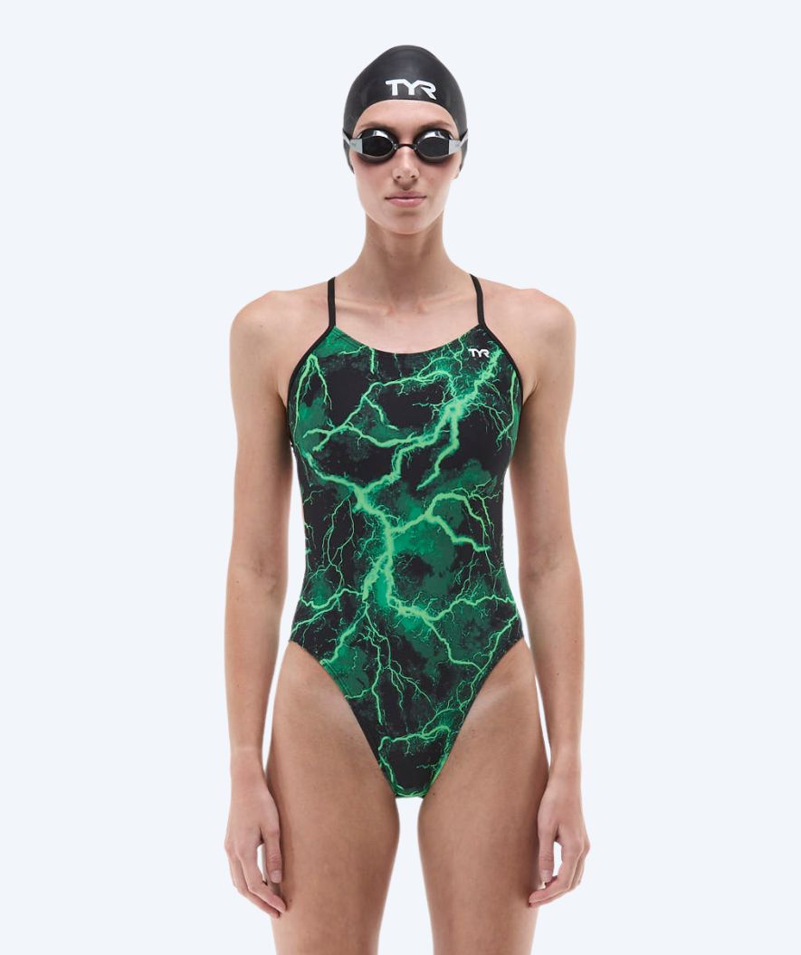 TYR Badeanzug für Damen - Durafast Elite Cutoutfit Arterix - Grün/Schwarz