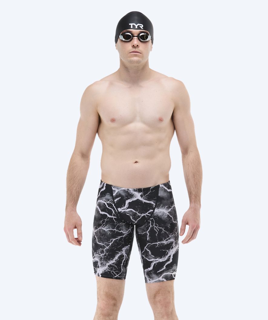 TYR lange Badehose für Herren - Durafast Elite Arterix - Grau/Schwarz