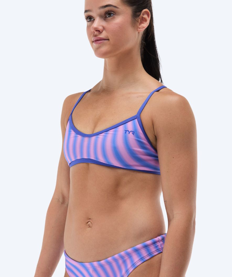 TYR Bikini Oberteil für Damen - Durafast Elite Trinity Bezold - Hellrosa/Blau
