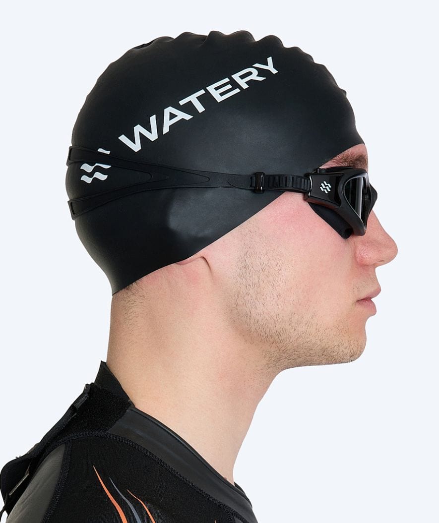 Watery kurzsichtige Schwimmbrille mit Sehstärke für Erwachsene - (-2.0) til (-6.0) - Raven Active - Schwarz (Smoke Scheiben)