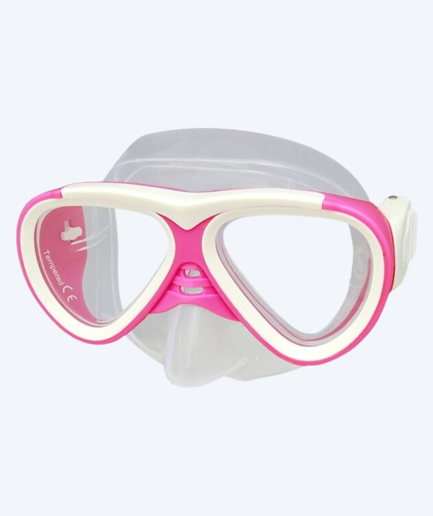 Primotec Tauchmaske mit Sehstärke für Kinder - M59 (-1.0 bis -8.0) und (+1.0 bis +4.0) - Weiß/hellrosa