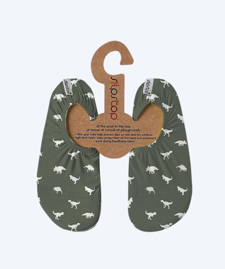 SlipStop Schwimmsocken für Kinder - Dino Grün