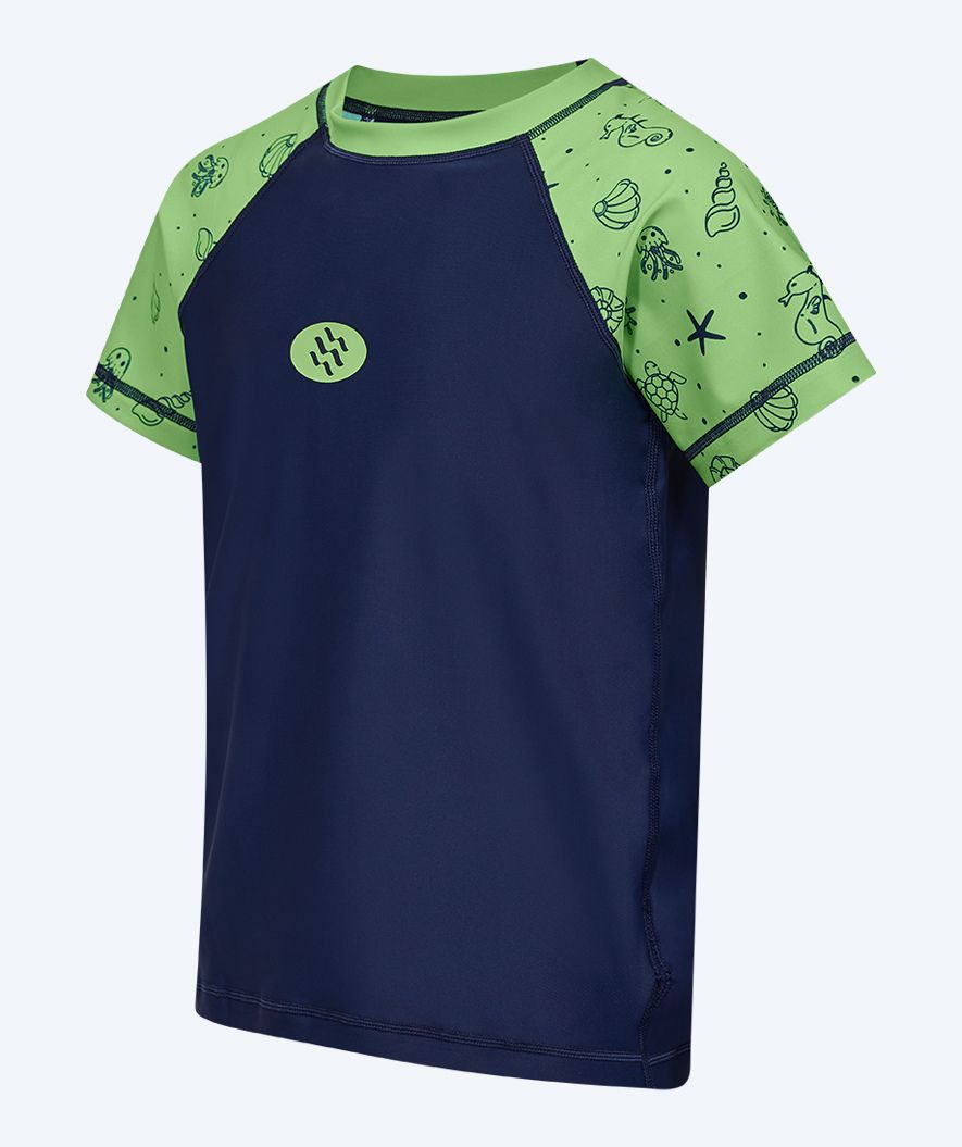 Watery UV Shirt für Kinder - Brandman Kurzarm Rashguard - Grün/blau