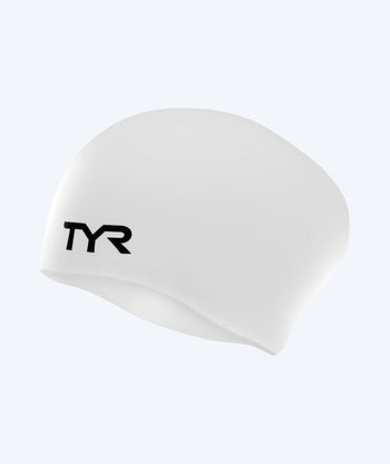 TYR Badekappe für langes Haar - Silicone - Weiß