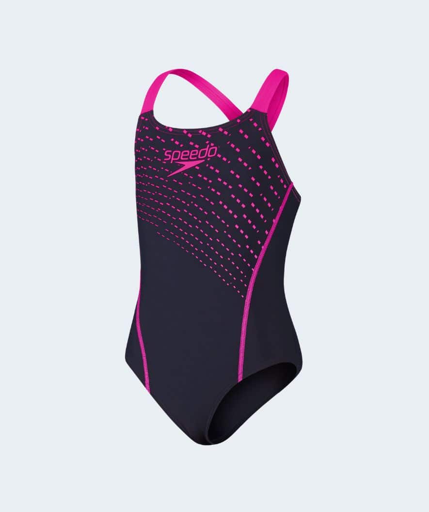 Speedo Badeanzug für Mädchen - Medley Logo Medalist - Markenblau/Rosa