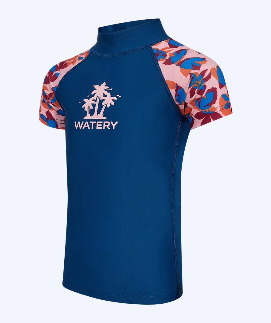 Watery UV Shirt für Kinder - Osiris Kurzarm Rashguard - Hellrosa/Donkerblau