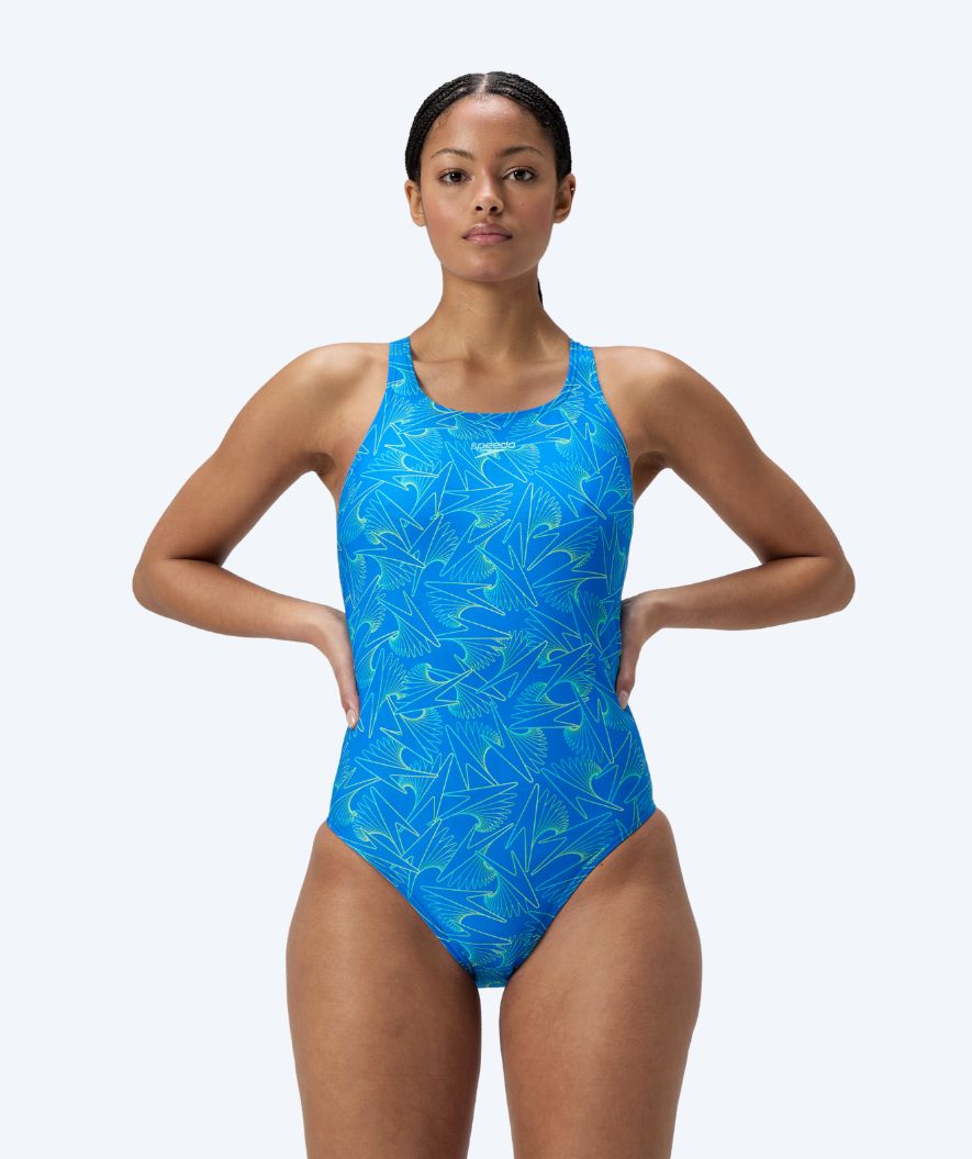 Speedo badedragt til damer - Hyperboom Allover Medalist - Blå/grøn