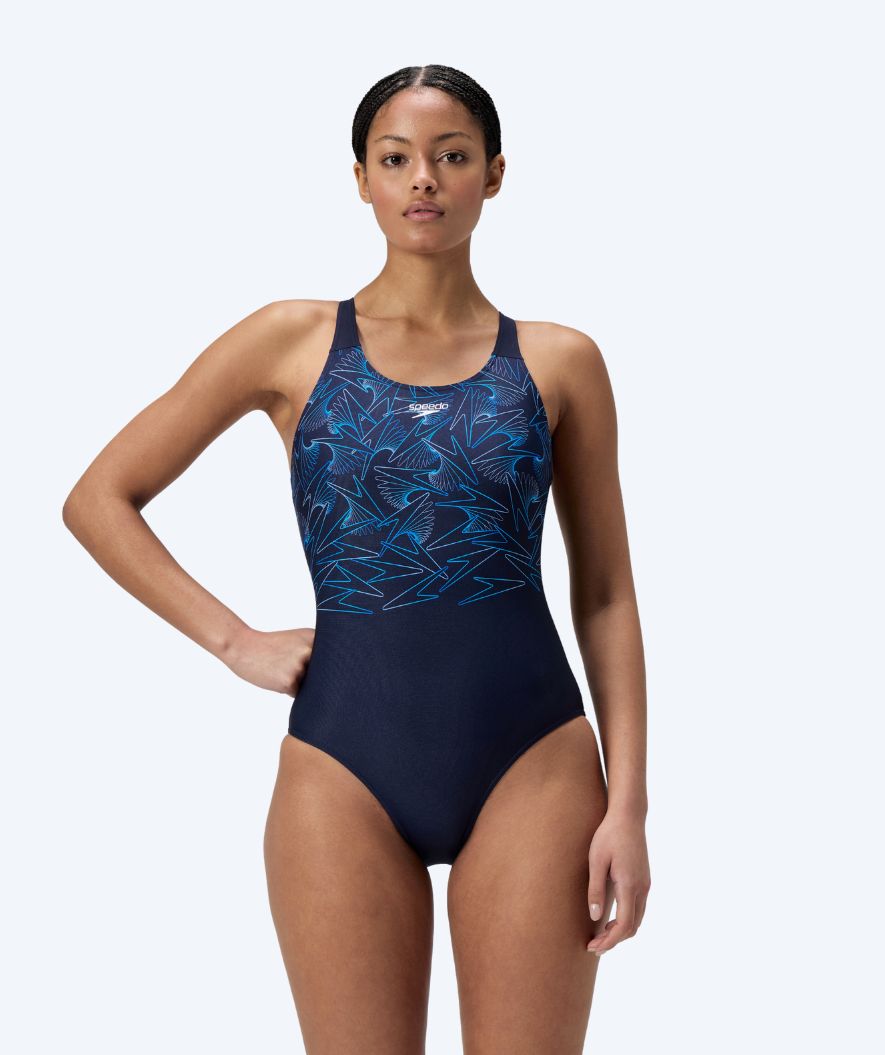 Speedo Badeanzug für Damen - Hyperboom Placement Muscleback - Dunkelblau/hellblau