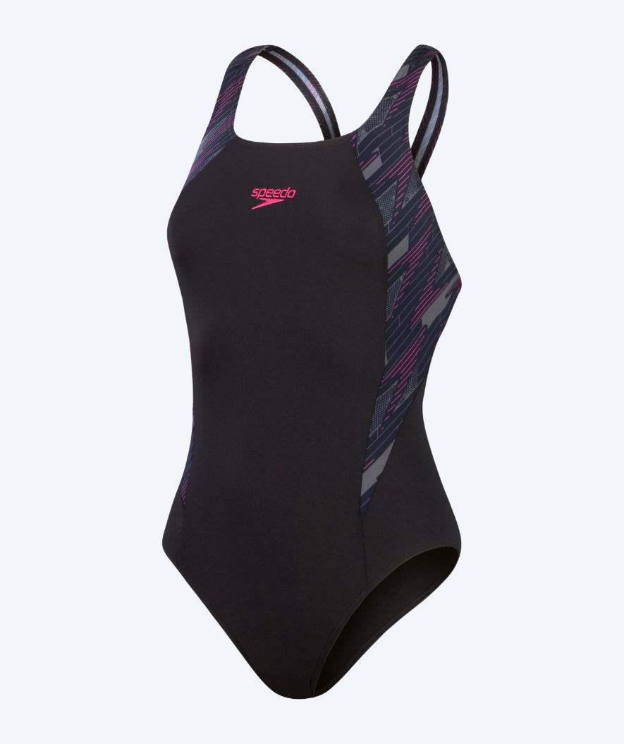 Speedo Badeanzug für Damen - Hyperboom Splice Muscleback - Schwarz/rosa