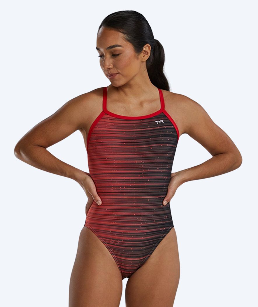 TYR Badeanzug für Damen - Durafast Elite Speedwarp - Rot/schwarz